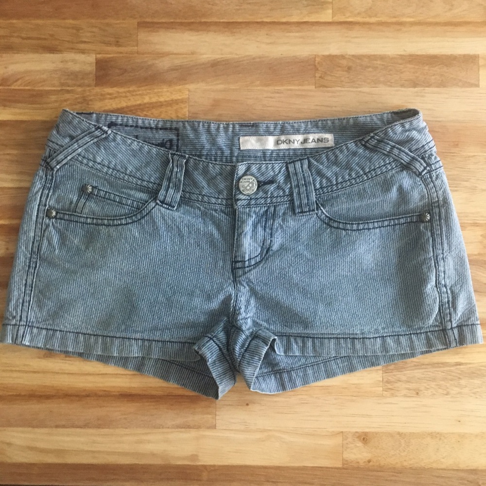 DKNY Jeans Pinstripe Light Wash Denim Shorts